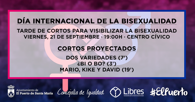 Igualdad celebra el Día Internacional de la Bisexualidad con la proyección de cortos en el Centro Cívico