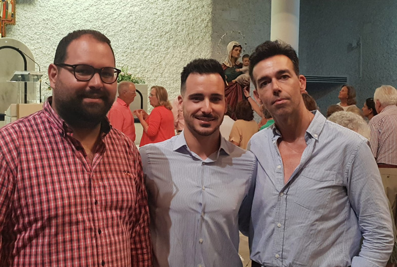 Los concejales David Calleja y Javier Bello asisten a la bendición de la nueva imagen de la Virgen de la Palma