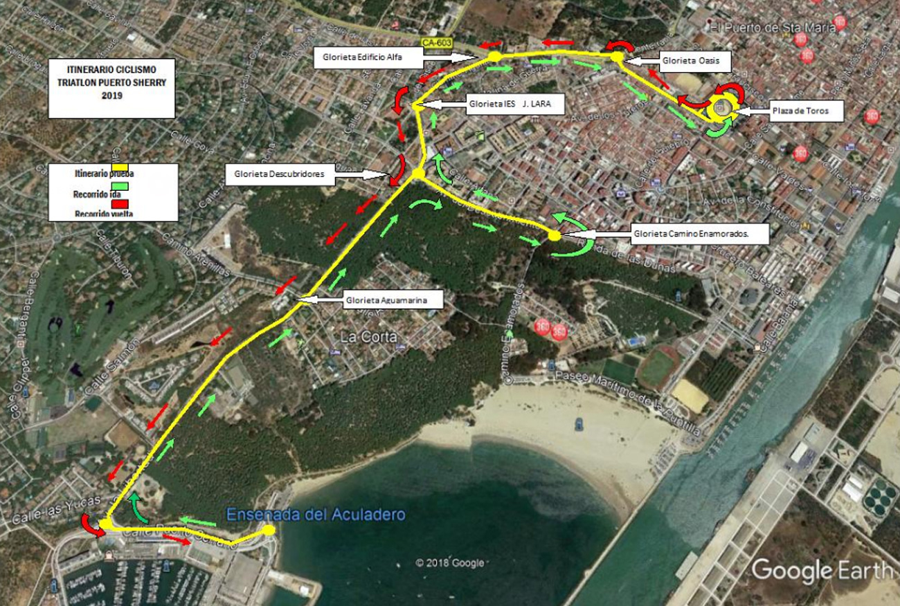 Policía Local da a conocer el itinerario de tráfico para el Triatlón Puerto Sherry 2019, que se celebra este sábado 5