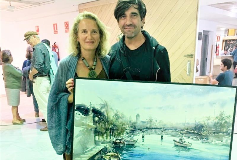 Un cuadro del río Guadalete, ganador del XII Concurso de Pintura Rápida El Puerto en la calle