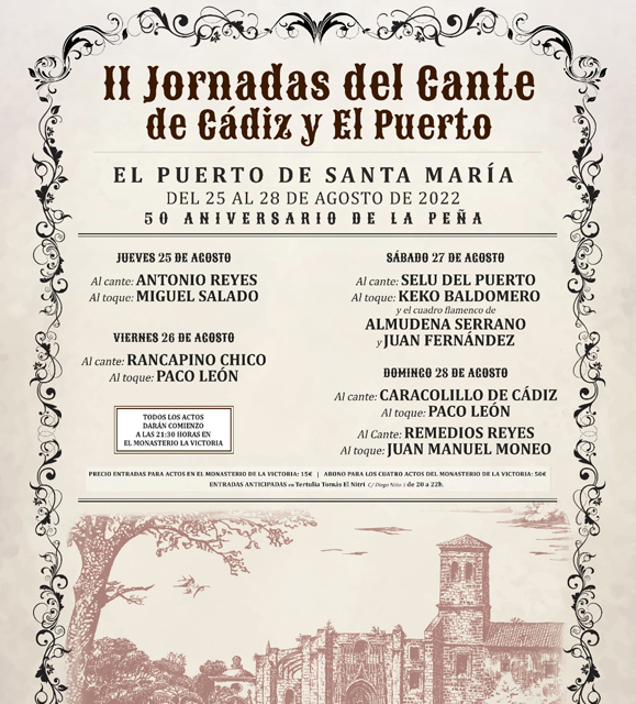 II Jornadas del Cante de Cádiz y El Puerto. Caracolillo de Cádiz y Paco León; Remedios Reyes y Juan Manuel Moneo