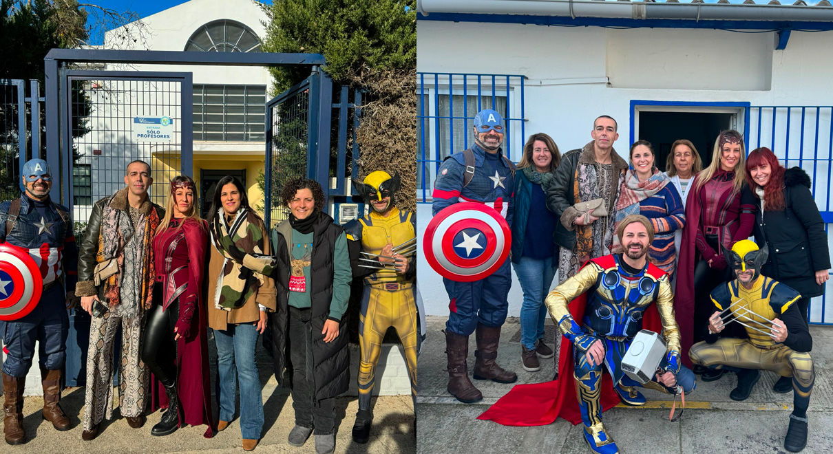 Los superhéroes visitan el CEIP Valdelagrana y el Centro de AFANAS en La Andreita