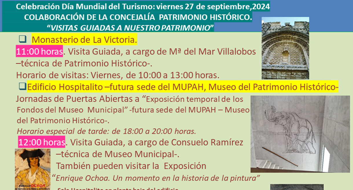 “Visitas guiadas a nuestro patrimonio” con motivo del Día Mundial del Turismo