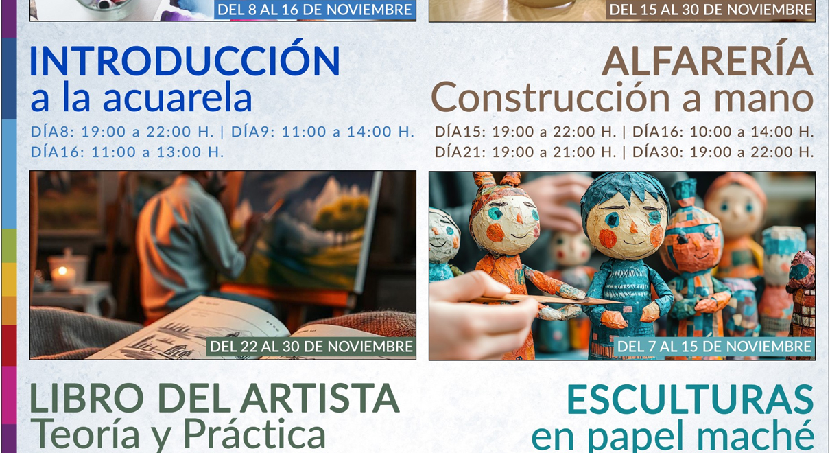 Juventud abre las inscripciones para cursos de acuarela, alfarería, libro del artista, esculturas y pintura sobre tela