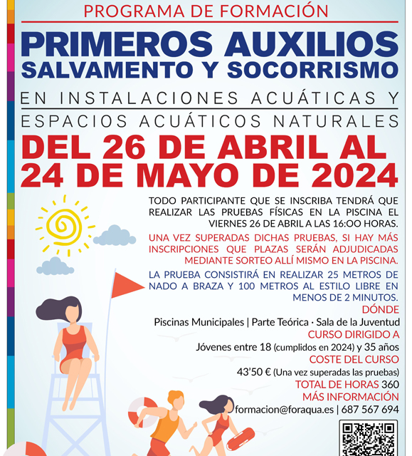 Programa de formación en primeros auxilios, salvamento y socorrismo en instalaciones acuáticas y espacios acuáticos naturales
