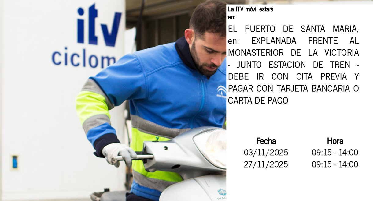 La ITV móvil para ciclomotores estará en El Puerto los días 3 y 27 de noviembre