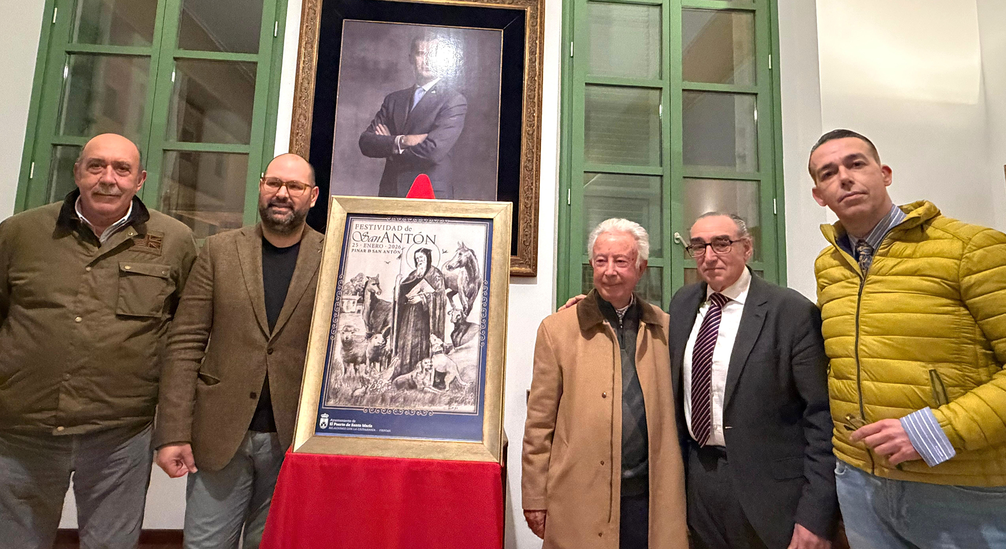 Un dibujo a carboncillo de Pedro Payán Fernández anuncia la festividad de San Antón, que se celebrará el 25 de enero en El Puerto