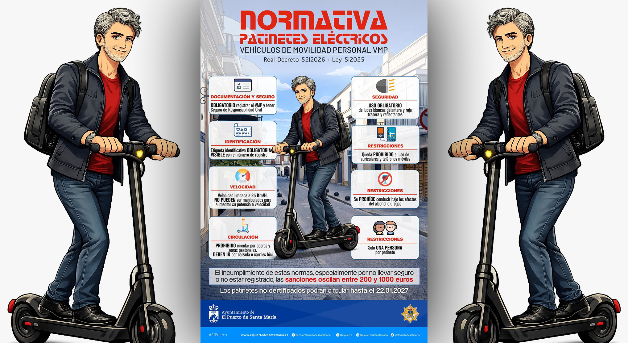Policía Local inicia una campaña informativa sobre la nueva normativa de patinetes eléctricos