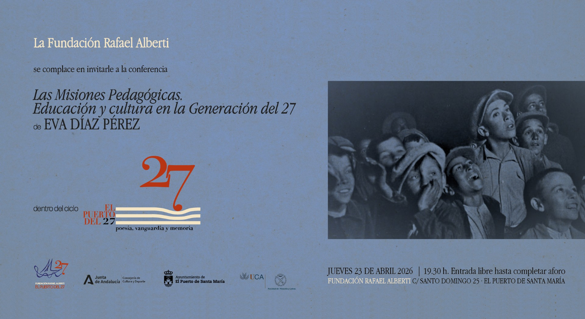 La Fundación Rafael Alberti organiza una nueva conferencia del ciclo 'El Puerto del 27'