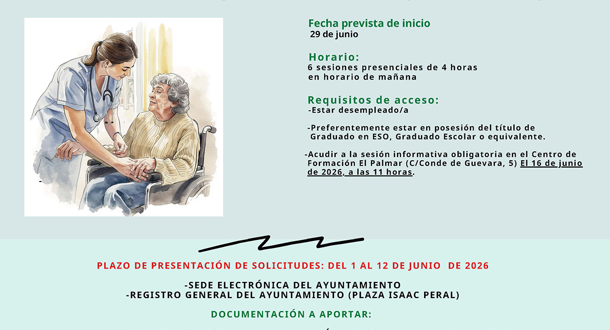 El Ayuntamiento de El Puerto impulsa un nuevo curso de Atención Sociosanitaria a Personas en el Domicilio