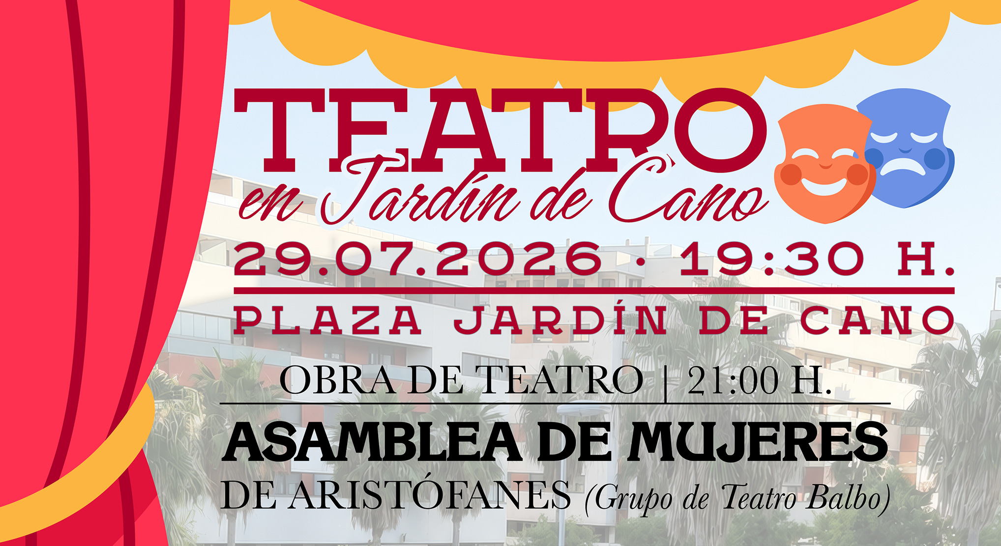 El Ayuntamiento de El Puerto lleva el teatro y la animación a la Plaza Jardín de Cano el próximo 29 de julio