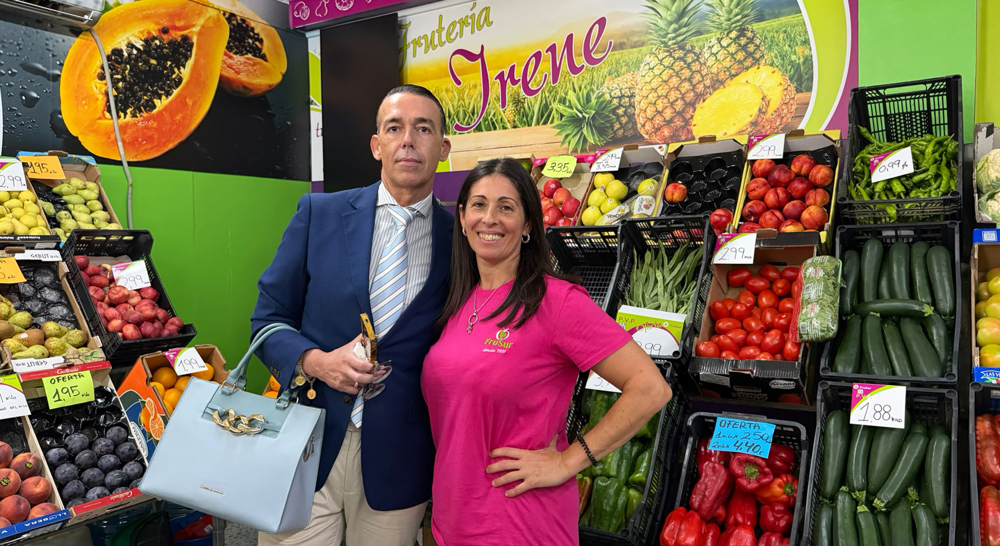 Calleja visita 'Frutería Irene', establecimiento ubicado en Las Nieves que inicia nueva etapa como franquiciada de Frusur