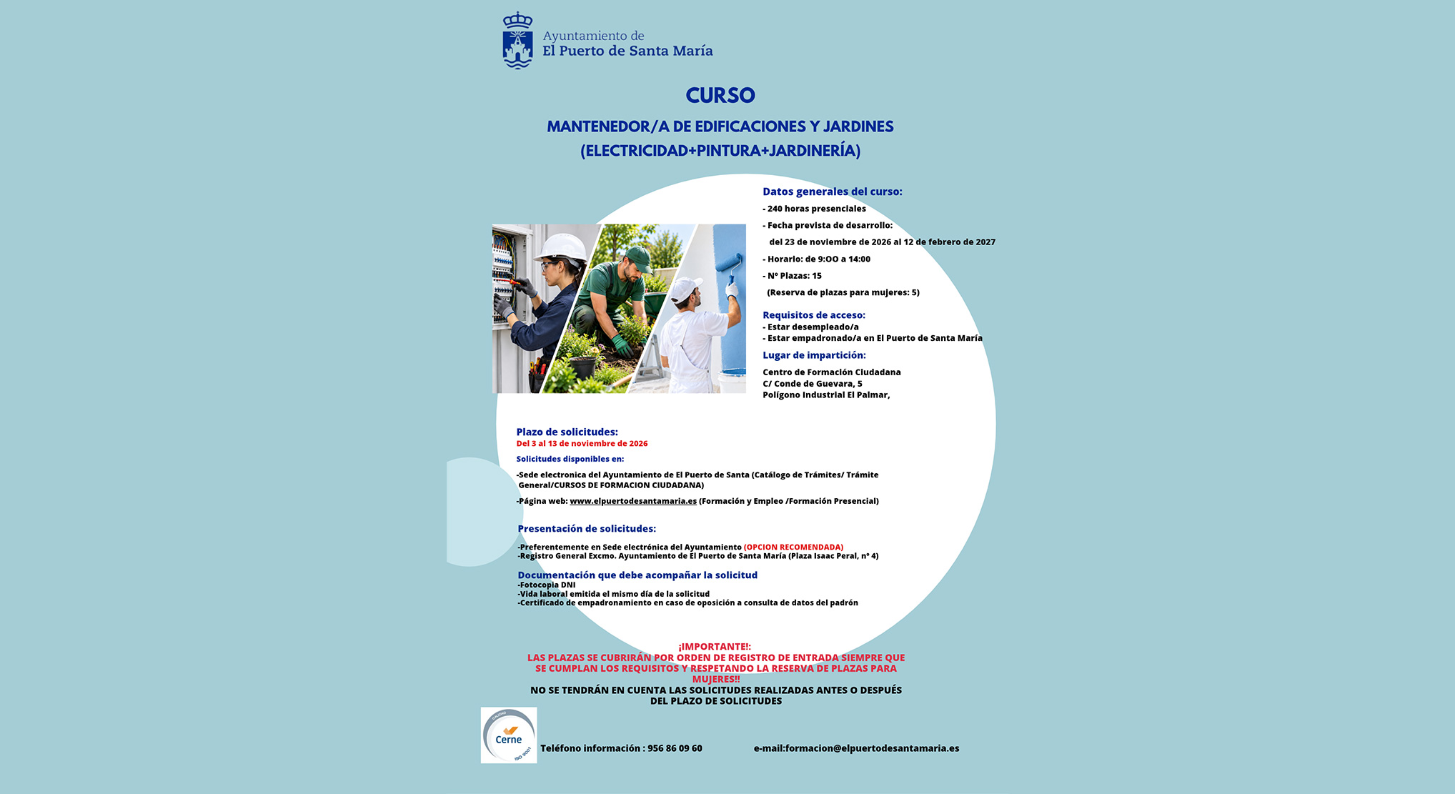 El Ayuntamiento pone en marcha un curso de Mantenedor/a de Edificaciones y Jardines para mejorar la empleabilidad de los participantes