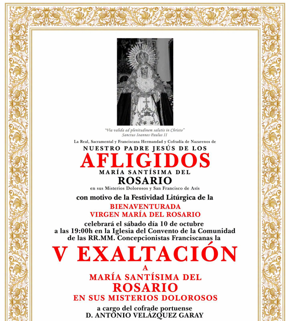 V Exaltación a María Santísima del Rosario