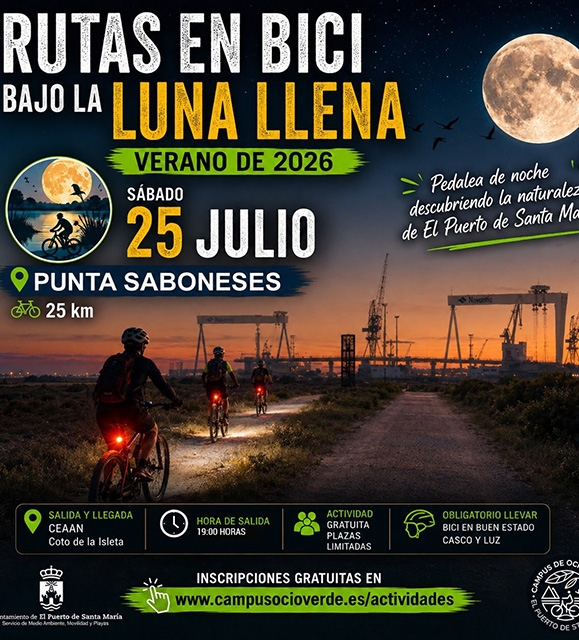 Rutas en Bici Guiadas bajo la Luna Llena. Punta Saboneses